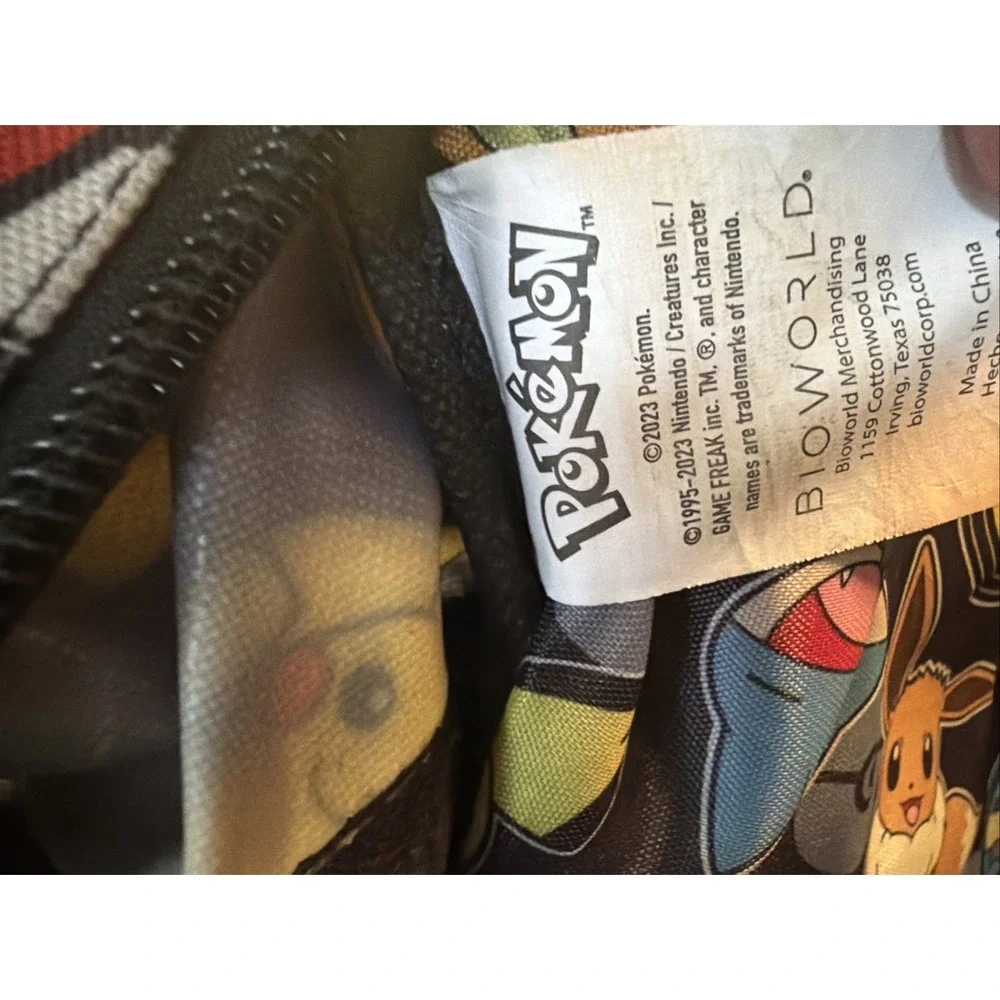 Pokemon Bioworld Pikachu Eevee All Over Print Backpack Black Red School Bag